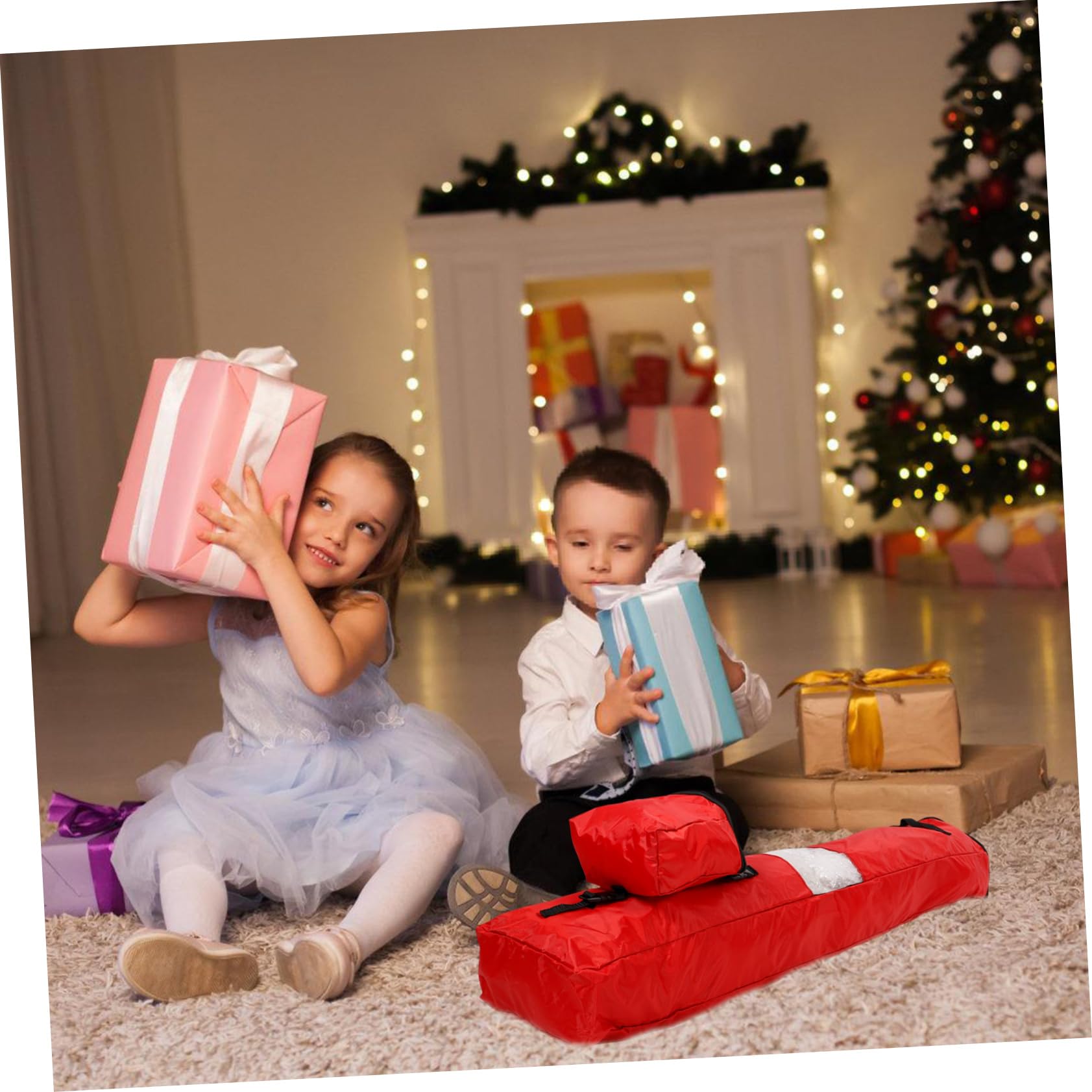 SOLUSTRE Aufbewahrungsbeutel für Geschenkpapierrollen Organizer aus Oxford Reißverschluss für Weihnachtspapier und Bänder Platzsparend und Langlebig