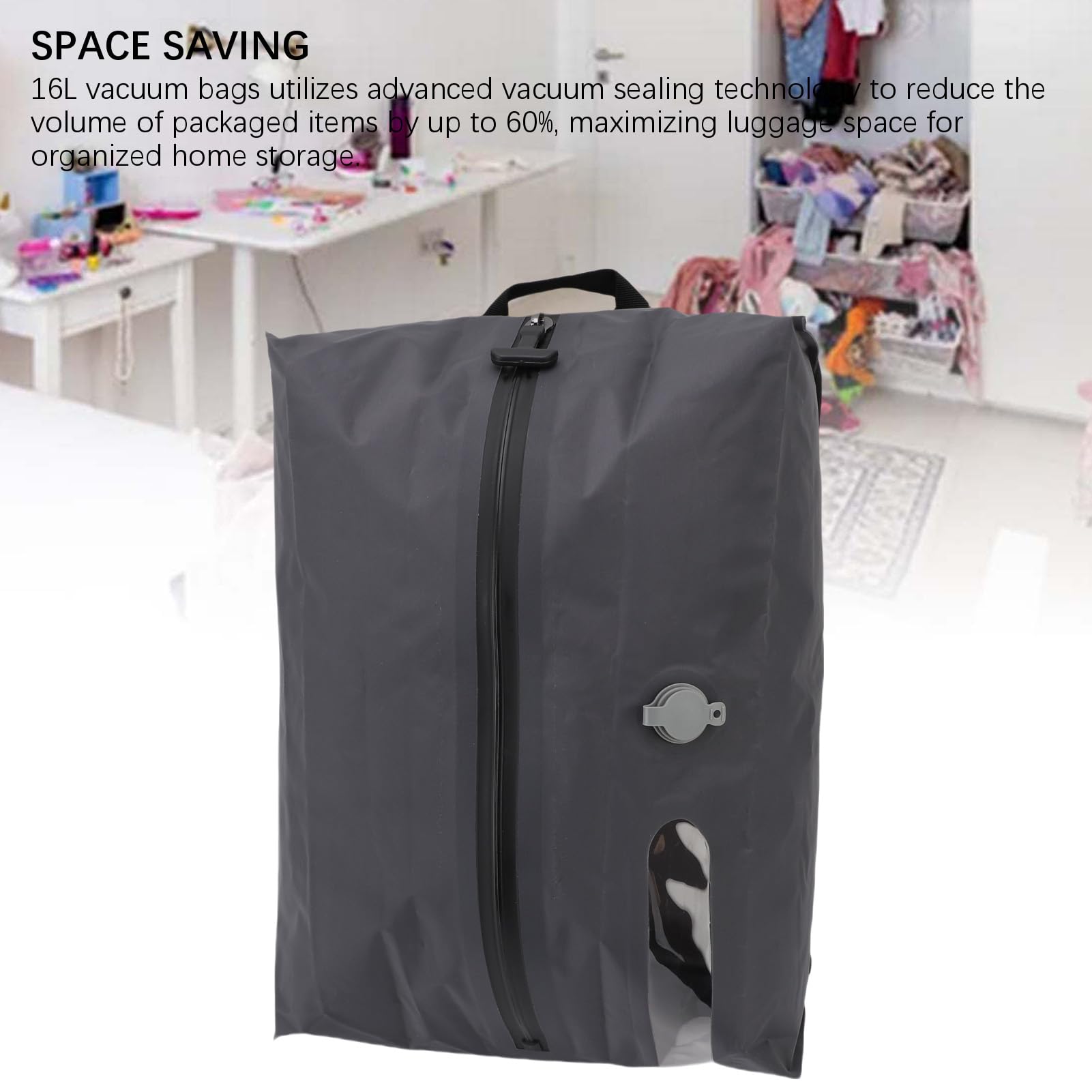 Vacuum Sealed Compression Bags 16L 70D TPU, wiederverwendbare Travel Space Saver für Koffer Rucksäcke, Wasserdicht Lagerung Taschen für Kleidung, Camping, Kreuzfahrt (GRAY)