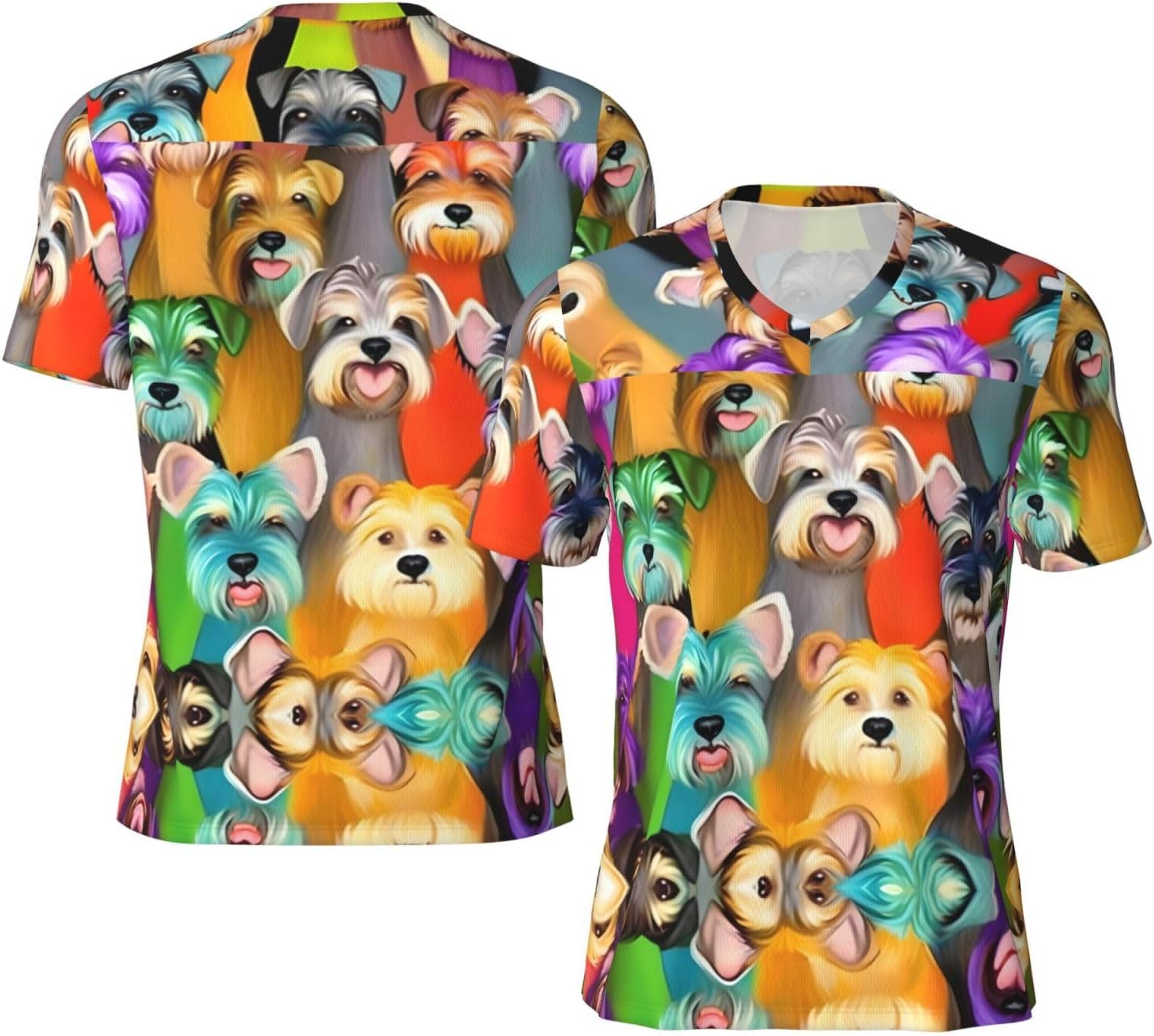 Oil Cute Schnauzer Dogs Rugby Football Jersey for Men, Comfortable V-Neck Loose Fit Top for Team Sports Athletics