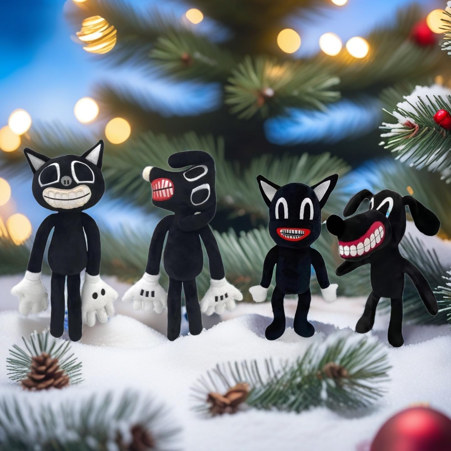 4PCS Siren Head Plush Toys Siren Head Family Cartoon Cat Cartoon Dog Plush Toy Christmas Halloween Plush Toys for Home Party Gift Birthday Gift