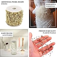 Vista 3 de Efavormart - Juego de 200 cuentas de perlas de imitación brillantes, sin agujeros, para manualidades (dorado)