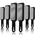 6 Pack Heat Resistant Hair Cutting Combs, 9 Inch Flat Top Combs for Clipper Cuts and Flattops (Black)