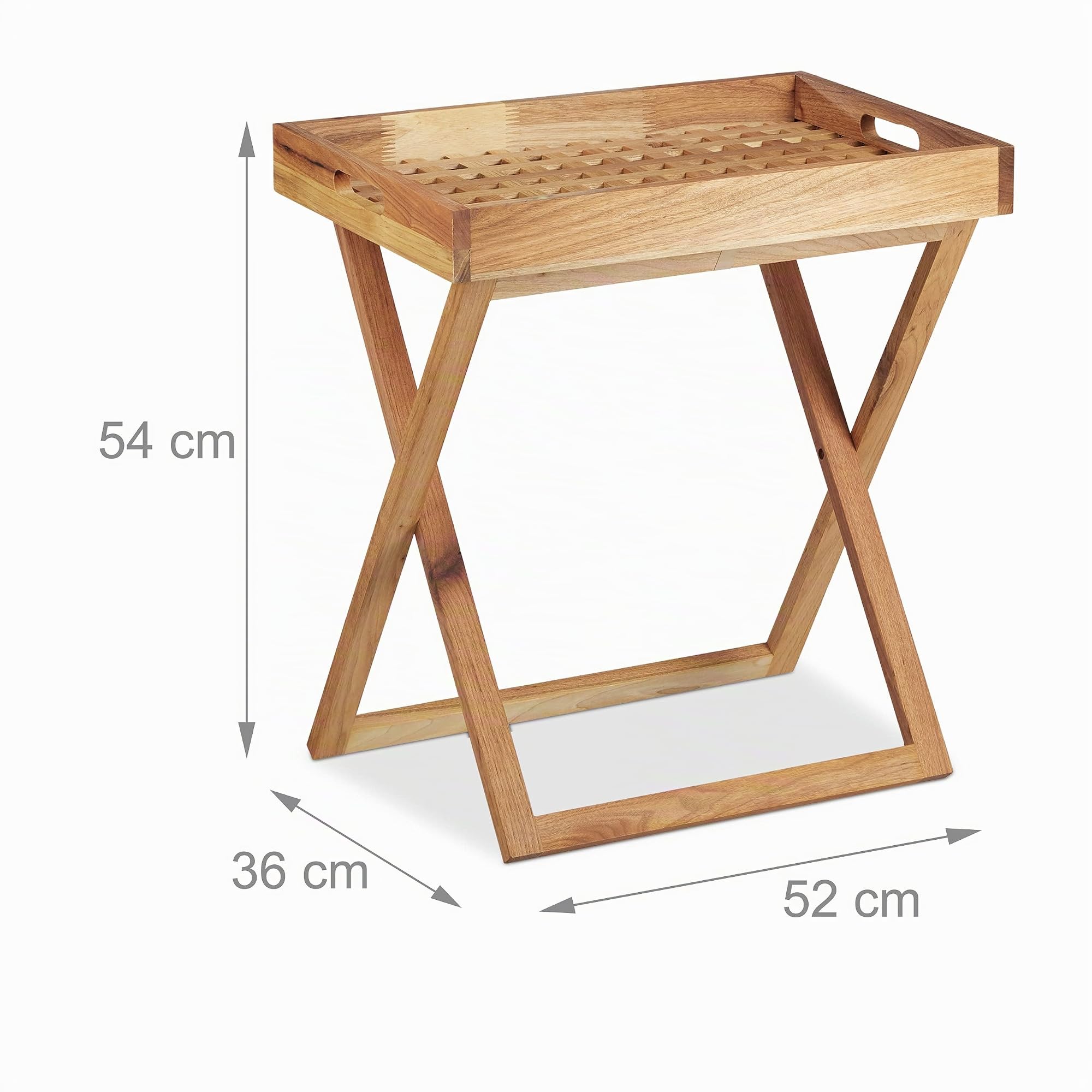Relaxdays Table d’appoint avec plateau amovible en bois table pliante café pliable service HxlxP: 54 x 52 x 36 cm, Noyer