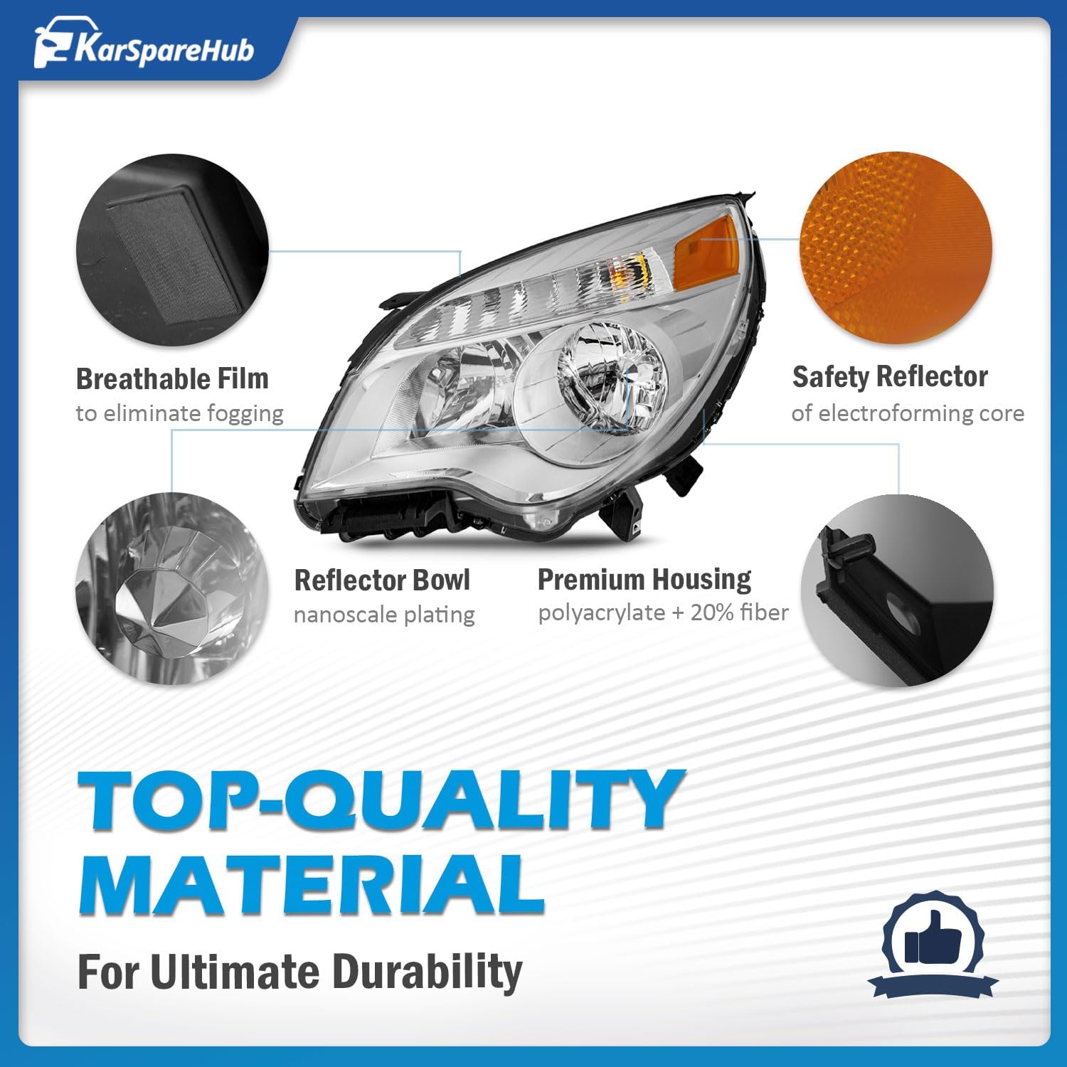 Headlights W/Bulbs for 2010-2015 Chevy Equinox LS/LT Model Headlamp Replacement Driver & Passenger Side