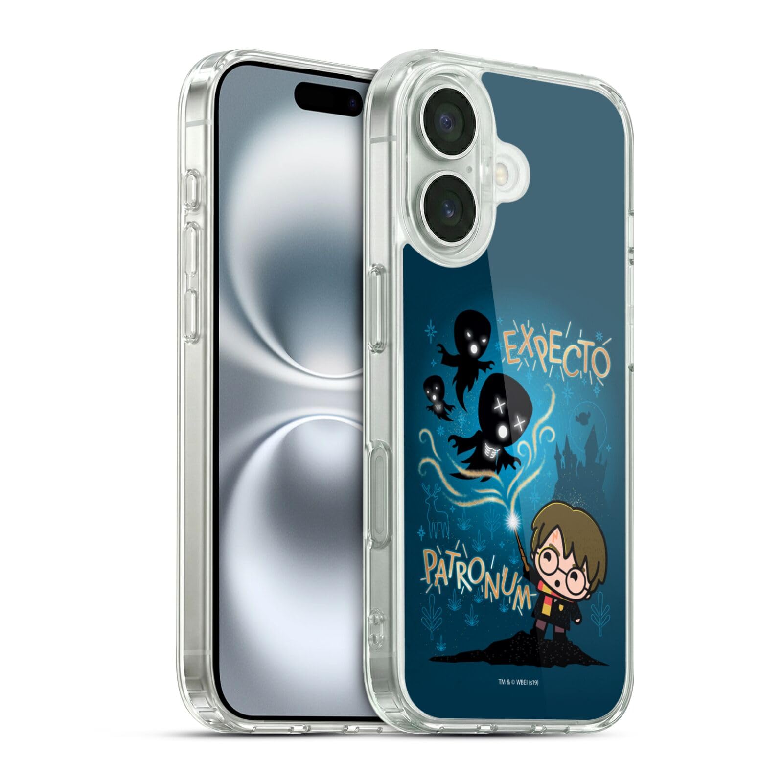 Head Case Designs Licenza Ufficiale Harry Potter Expecto Patronum Deathly Hallows III Custodia in Gel [Protezione di Grado Militare] Compatibile con Apple iPhone 16 E Compatibile con MagSafe