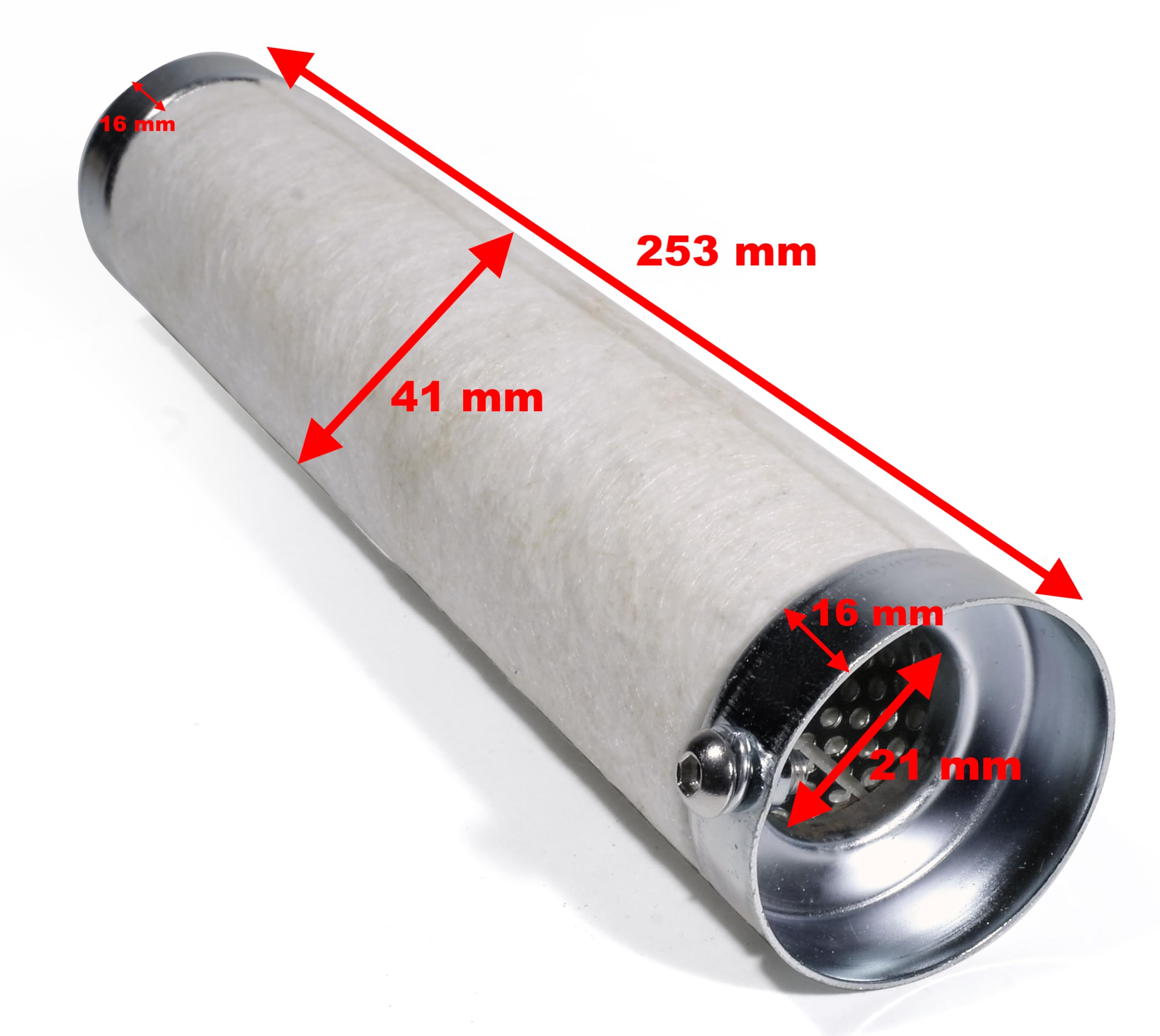 Schalldämpfer Einsatz DB Killer 41 x 253 mm Performance Baffle für 1 3 4 Zoll Krümmer Motorrad Auspuff Schalldämpfereinsatz mit Dämmung verzinkter Stahl montagefertig universell verwendbar