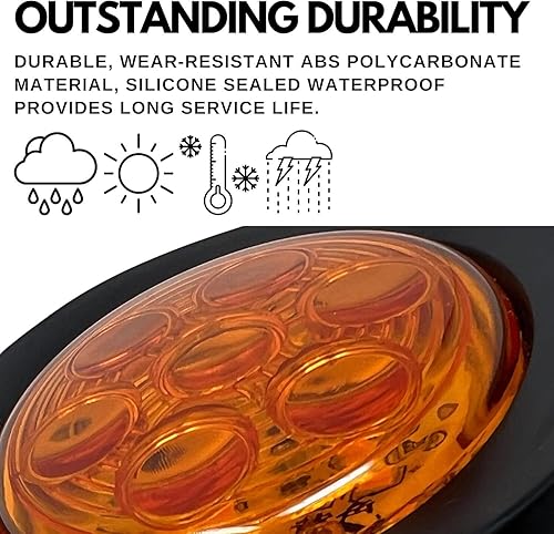 Vista 37 de 8 PC 2" Round LED Light Side Marker Clearance [7 LEDs] [Rubber Grommet] [IP 67] for Trailers - 4 Red and 4 Amber