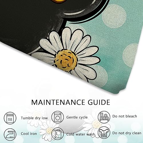 Miniatura 3 de Ussap Fundas de almohada decorativas lumbares de ratón de dibujos animados para primavera y verano, de 12 x 20 pulgadas, diseño de margaritas, color