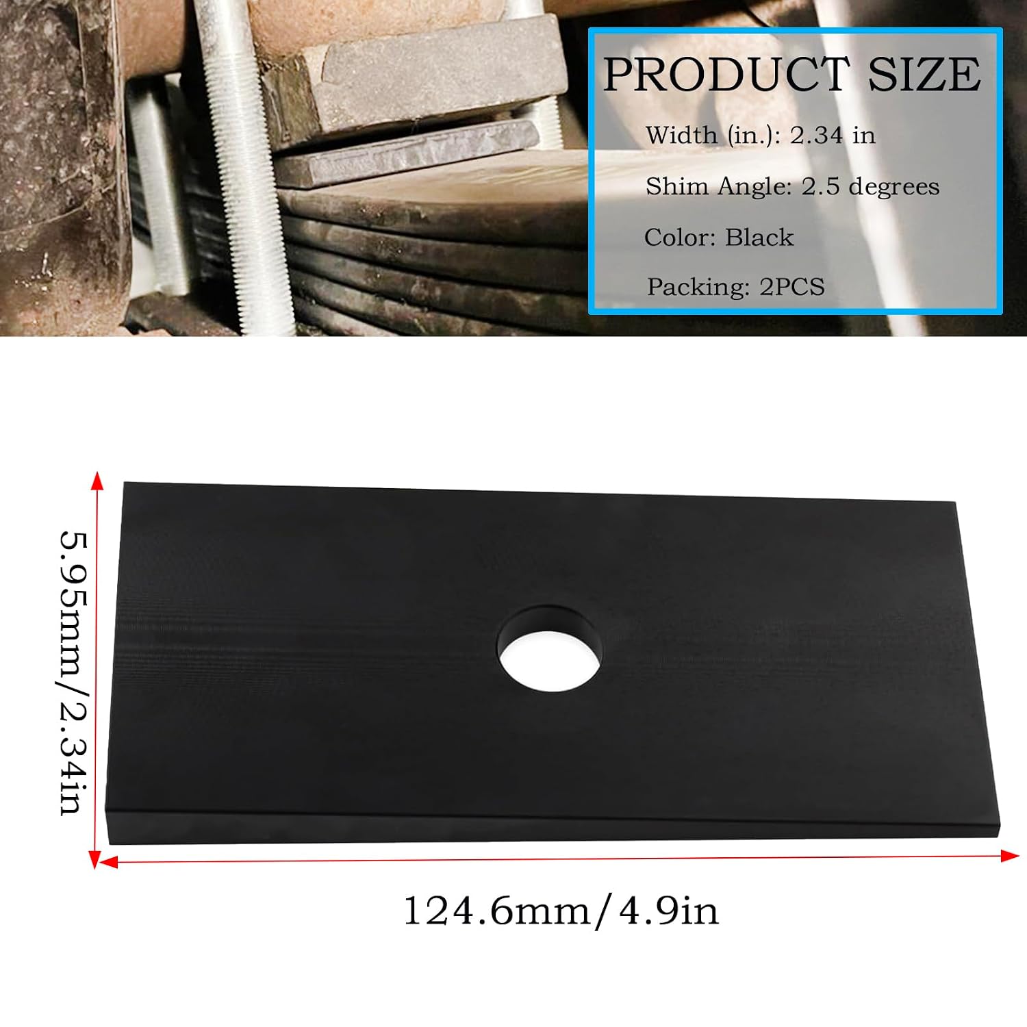 2.5 Degree Universal Suspension Axle Shims - Steel Degree Shims，Set of 2，Black