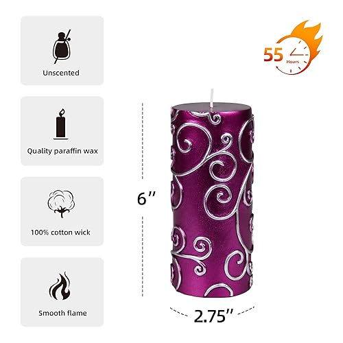 Miniatura 4 de Zest Candle Vela de pilar, 3.0 in x 6.0 in, desplazamiento morado