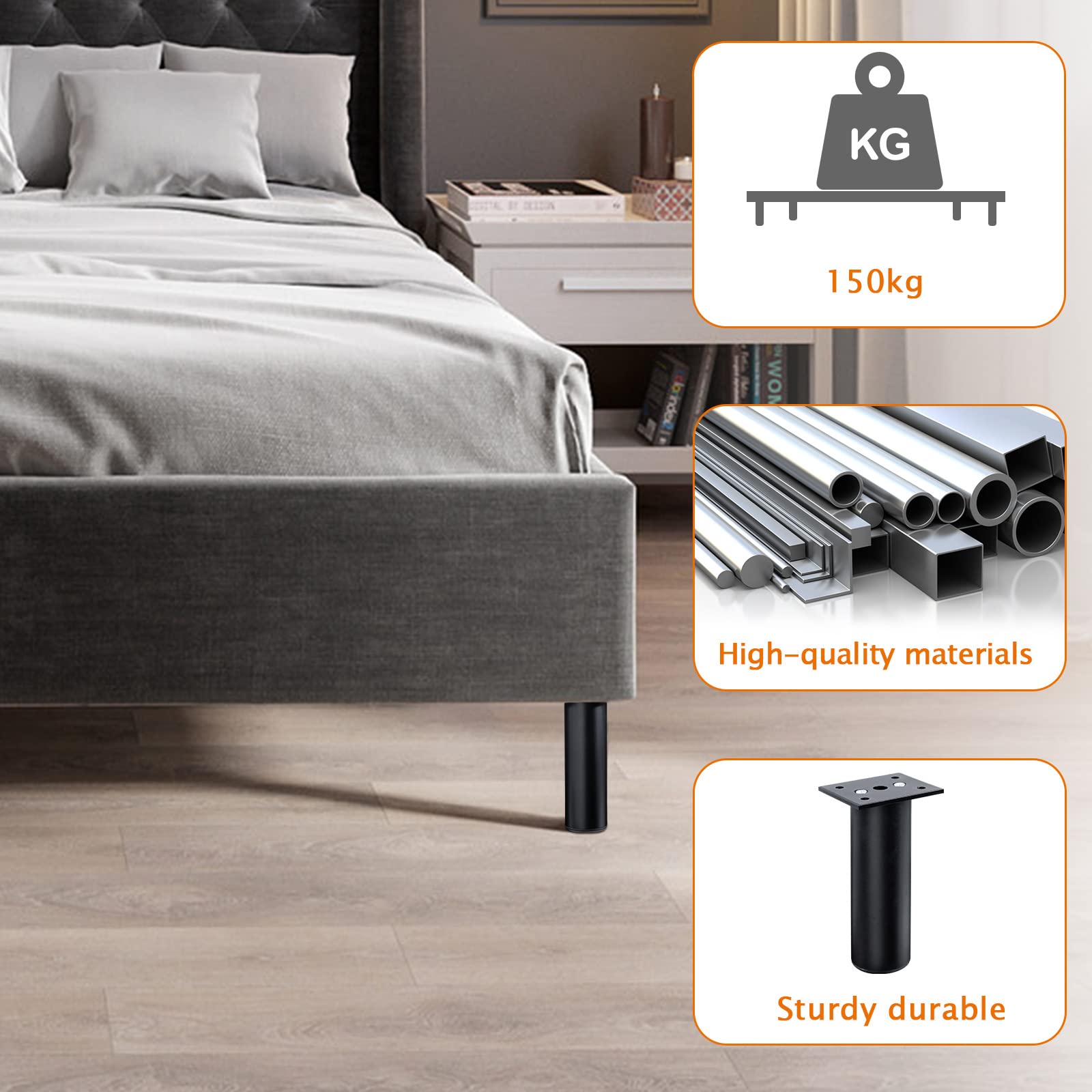 4 Gambe Per Mobili Regolabili In Alluminio - 6 Cm, 40x40 Mm, Grigio Opaco - Foto 9