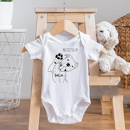 Protected By Onesie, Pit Bull Onesie, raza de perro personalizada protegida por Onesie, mameluco de bebé personalizado para razas de perro,