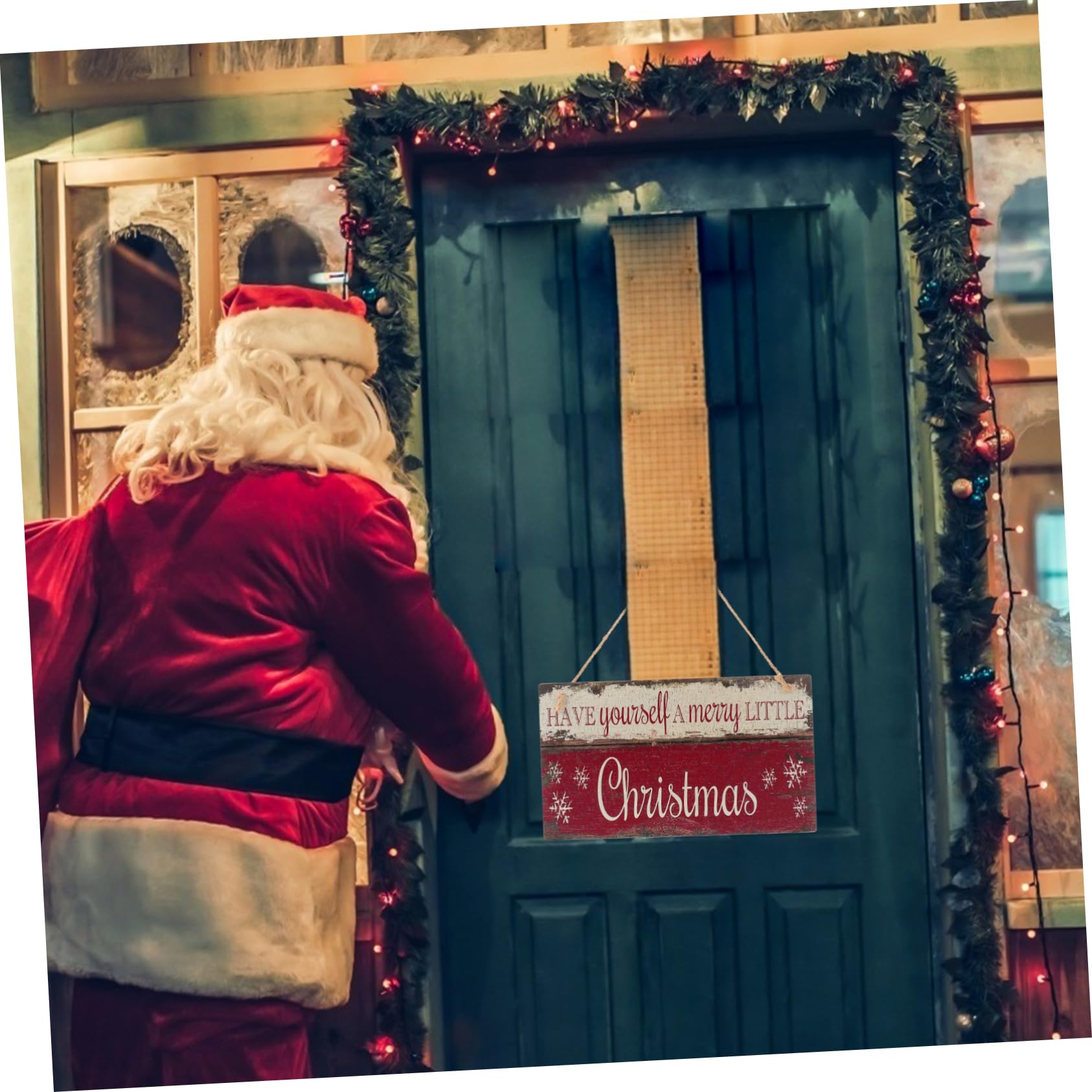 Cabilock 2piezas Letrero Colgante De Madera para Decoración Navideña De Bienvenida para Puertas y Paredes Adorno De Navidad