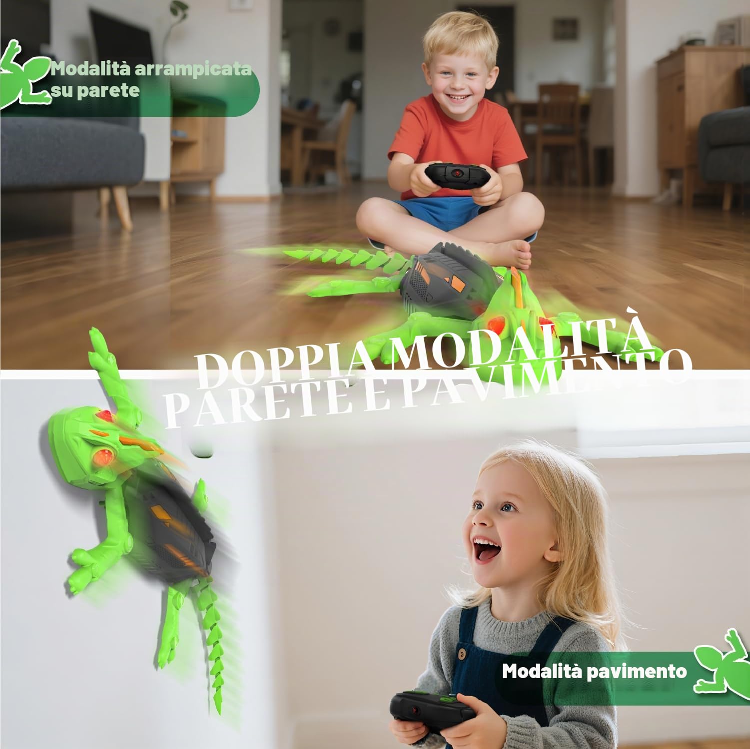 snookids Geco Ragno Robotico, Robot Giocattolo per Giochi Bambini che Si Arrampica su Pareti e Soffitti Occhi Luminosi Movimenti Realistici Regalo Bambini di Compleanno Maschio e Ragazze 3 4 5 6 7 8+