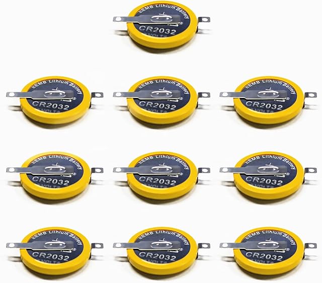 EEMB CR2032 with Solder Tabs Battery 3V Lithium Battery Li-MnO Button Battery 2032 Battery with for Game Boy,GBA,and Color(10)