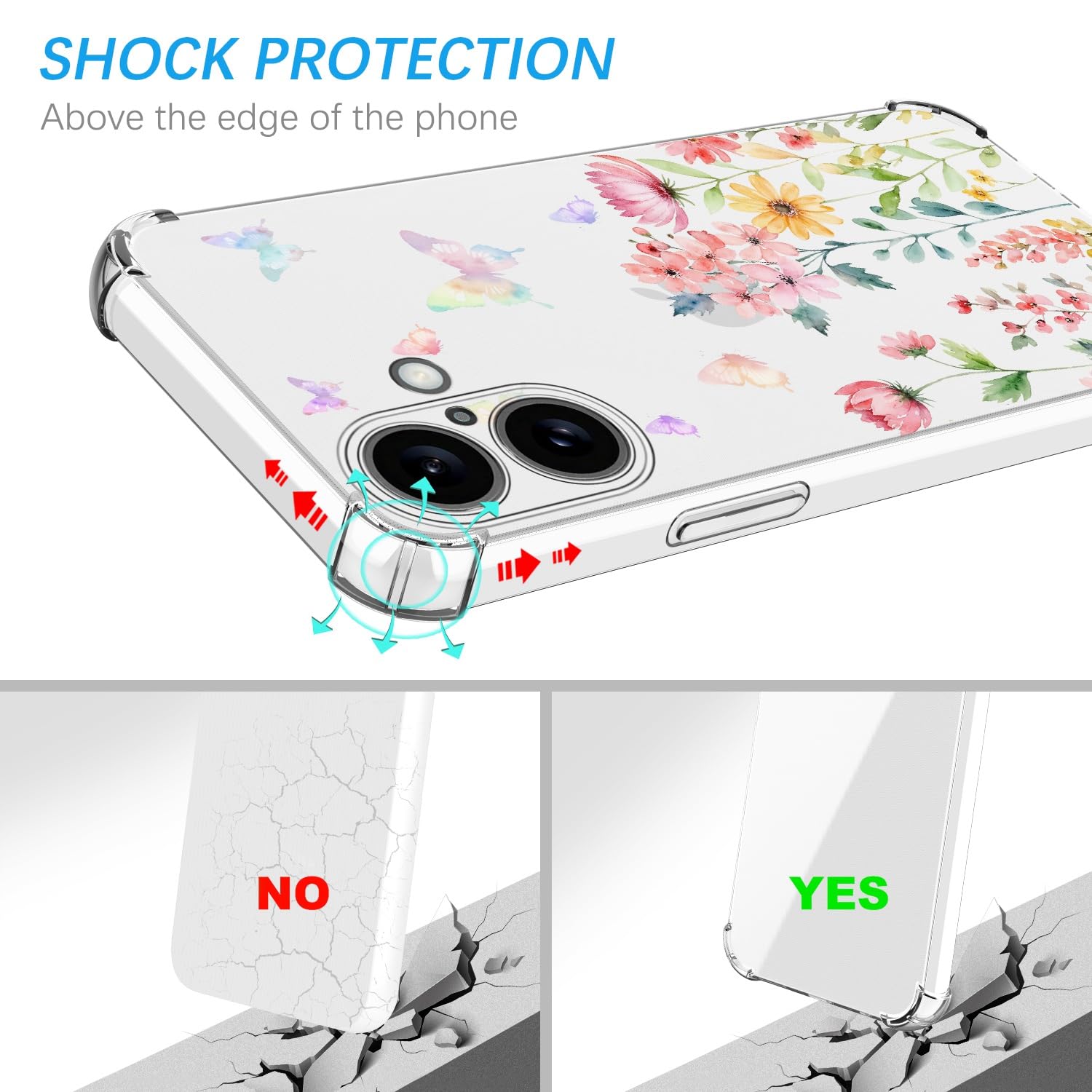 IPhone 16 Hülle Aus Silikon – Transparent Mit Blumen-Druck, Dünn & Stoßfest, Blaue Rose