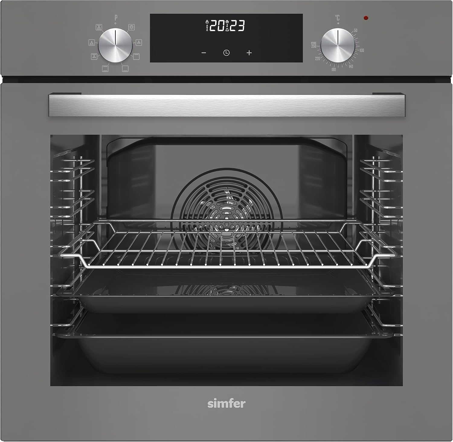 Simfer 8223 9 Fonksiyon QS Gri Cam Ankastre F r n Power Turbo Dijital [Enerji S n f  A]