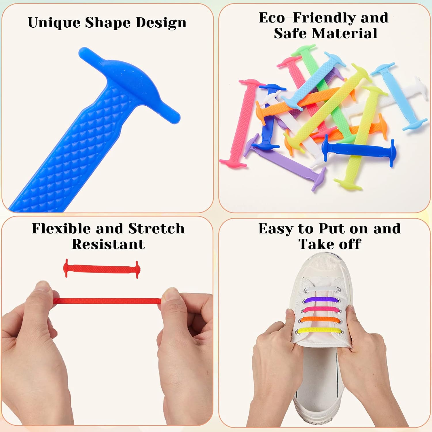 12 Pairs No Tie Shoe Laces for Kids Adults Elastic Shoe Laces Lazy Silicone Shoe Laces Tieless Kids No Tie Elastic Laces for Sneakers : Clothing, Shoes & Jewelry