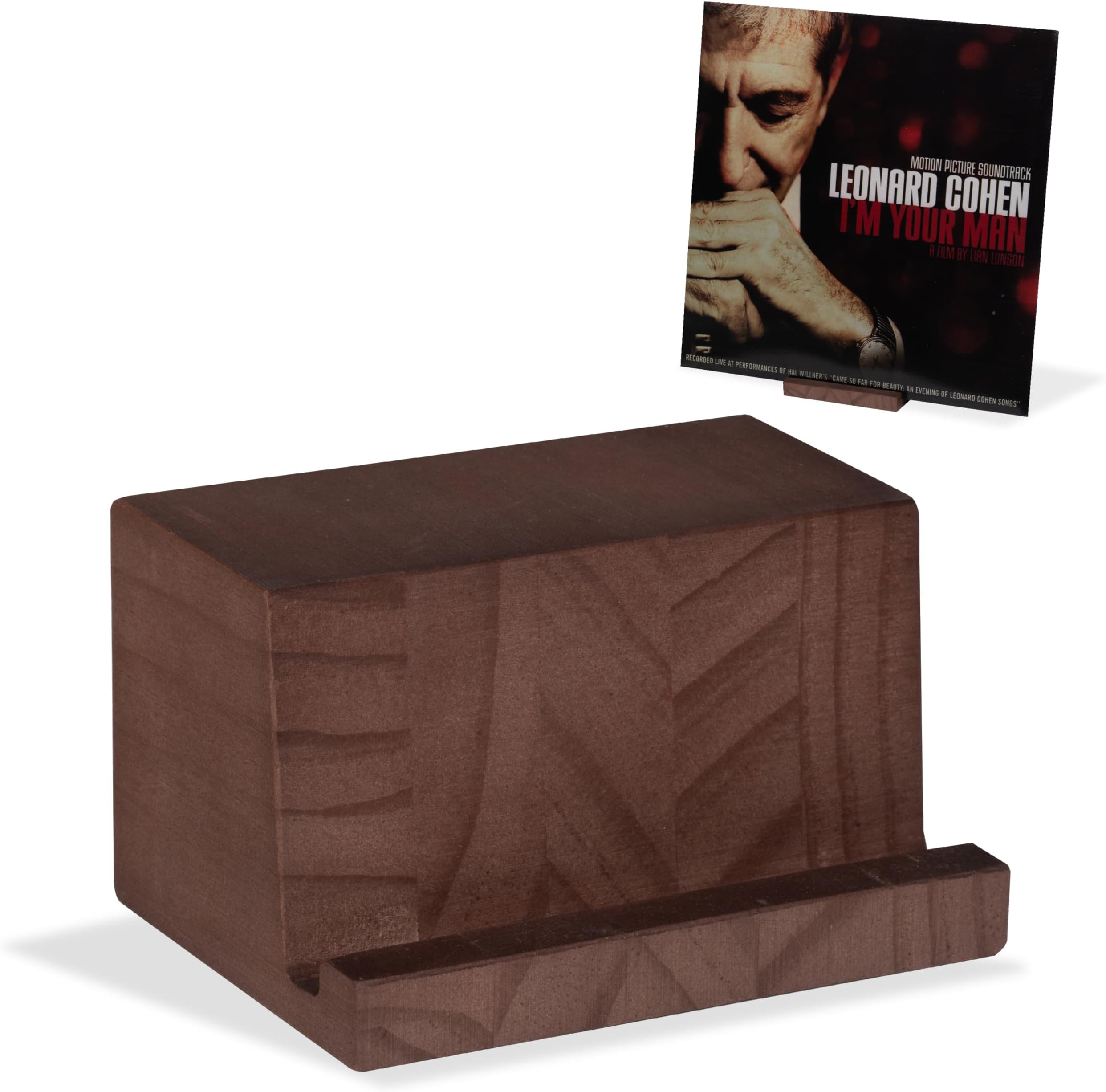 KAIU Premium Vinyl Record Stand - Showcase Your Now Playing Album Cover - Minimalistic & Elegant Holder Design- Compatible With All CDs & LPs - Vintage Brown