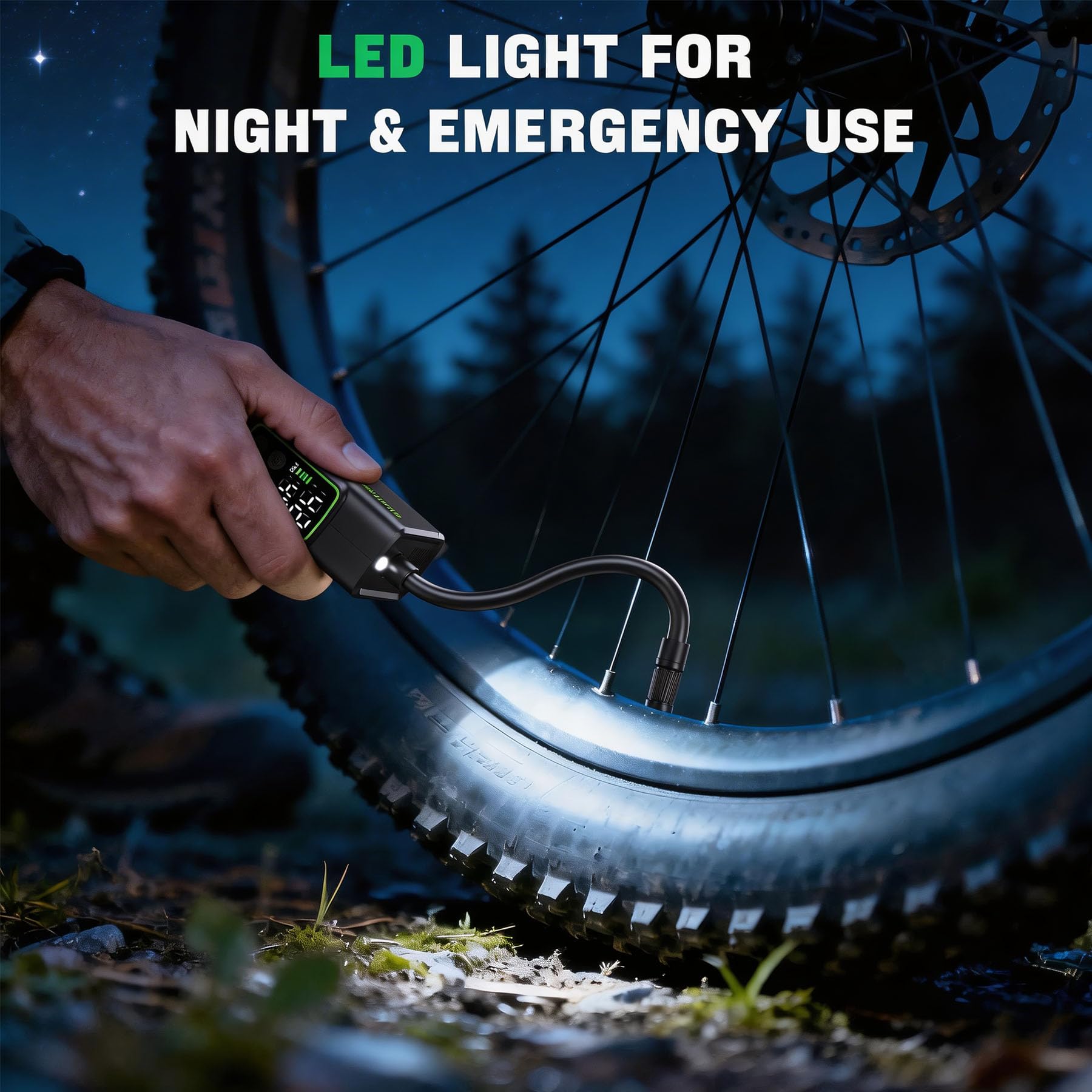 Mini pompe à vélo électrique portable 150 PSI rechargeable de poche avec double indicateur LED et valve d'arrêt automatique