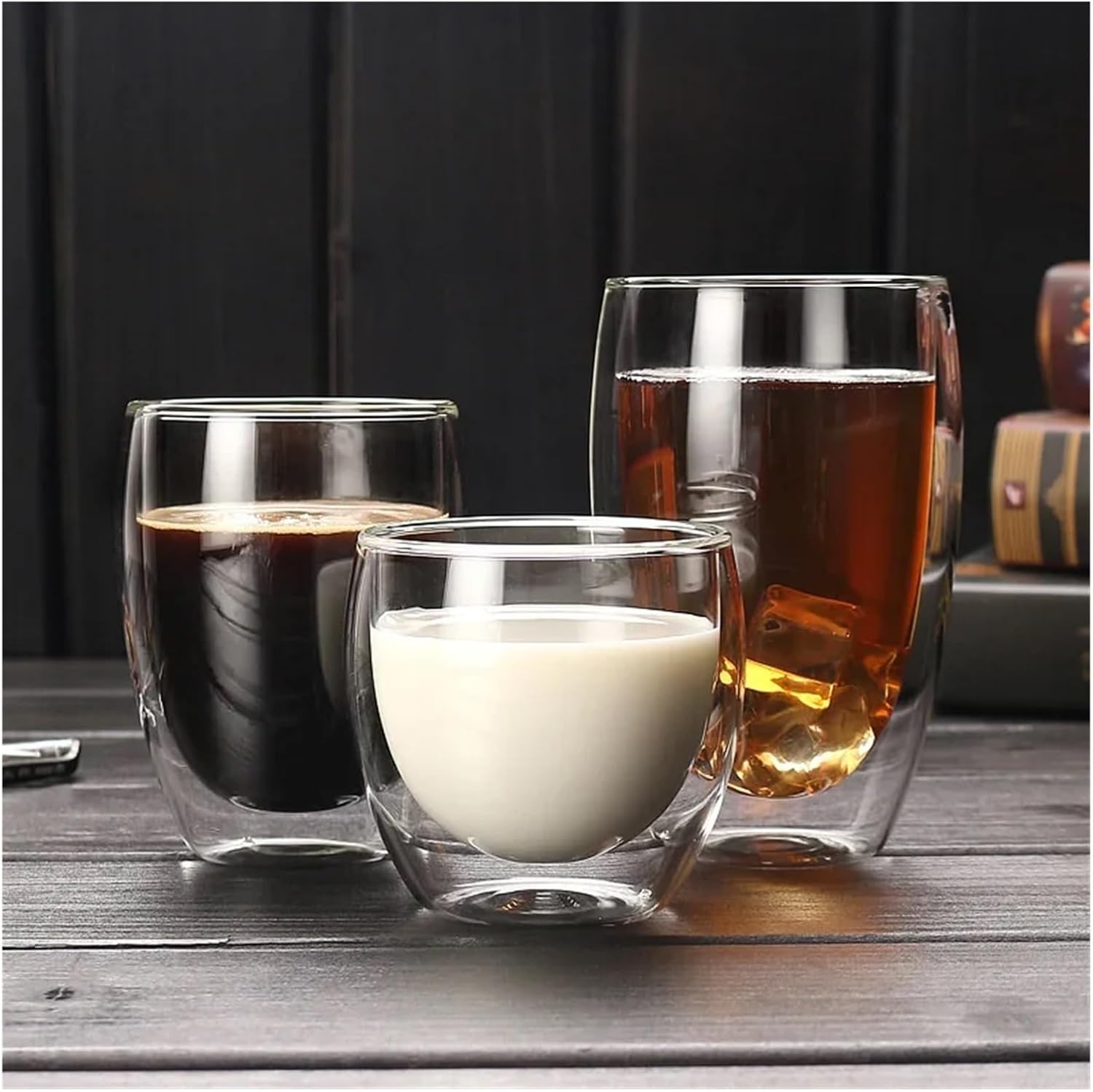Coffee Mug 5 Sizes Double Wall Insulated Glass Cup Clear Espresso Coffee Mugs Handmade Beer Mug Tea Milk Glass Whiskey Glass Cups Drinkware(450ml No Handle)