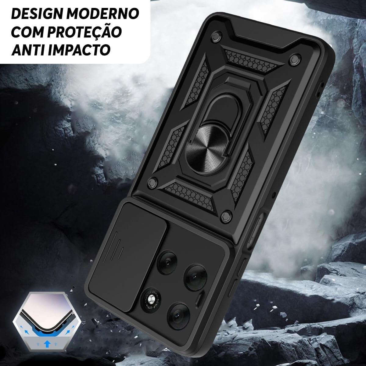 Chroma Tech, Capa Capinha Case Compatível com Motorola Moto G56 - Protetora Militar Resistente Anti Impacto Queda Armadura Defender