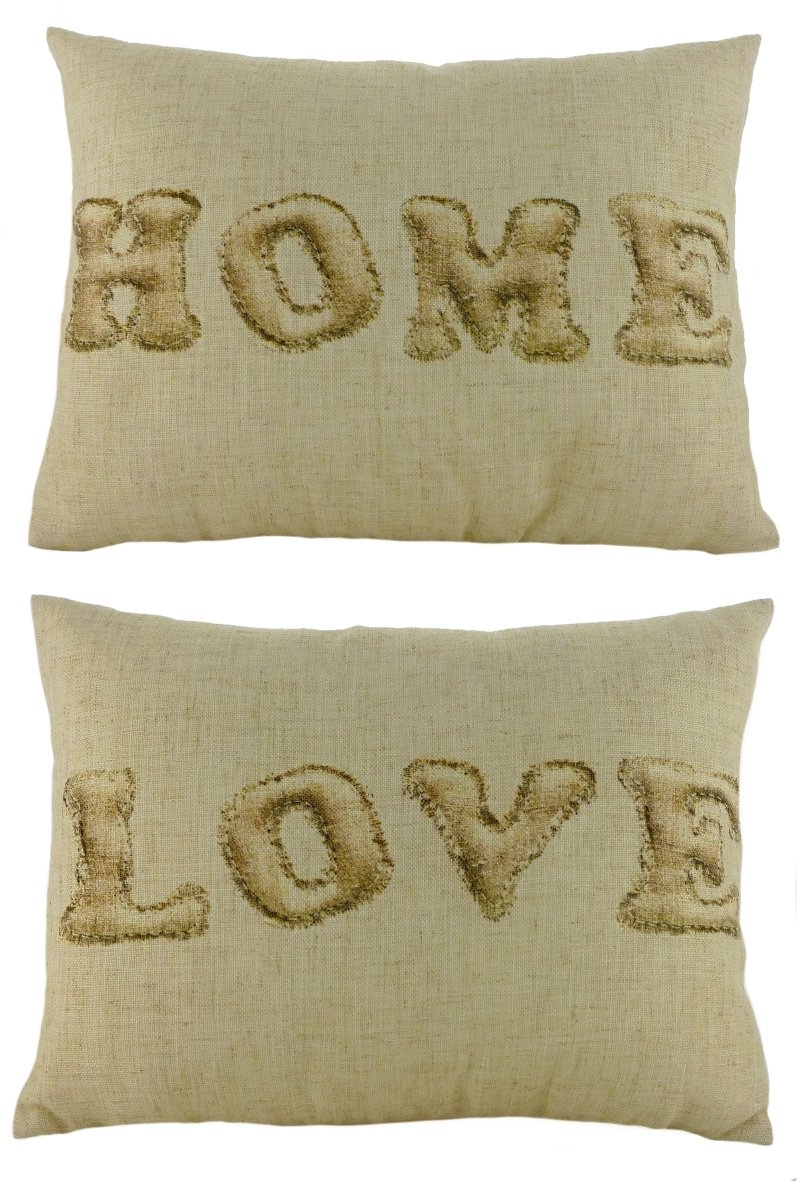 Evans Lichfield 18 x 13-inch Home/Love Wrap Belgian Tapestry Cushion, Cream