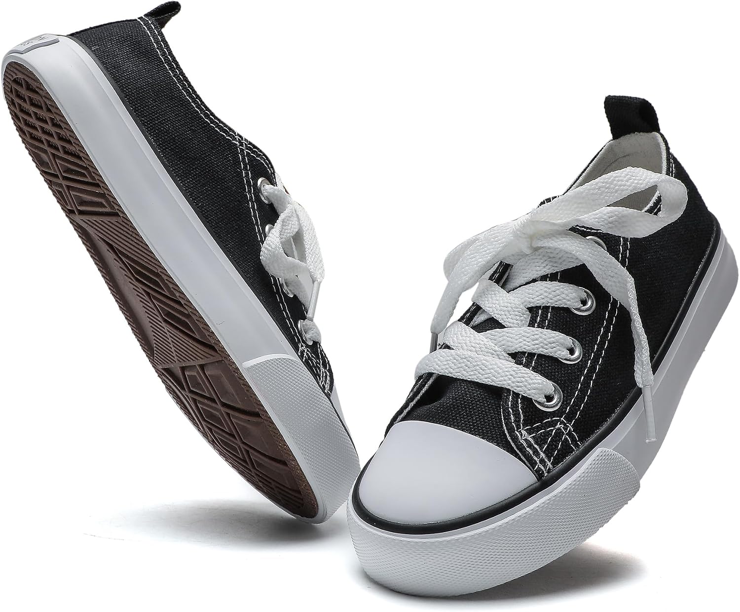Kids Shoes Toddler Canvas Sneakers for Boys & Girls - Breathable, Lightweight & Durable Lace-Up Shoes Non-Slip Rubber Sole, Classic School Style for Play & Casual Wear,Ages 2+
