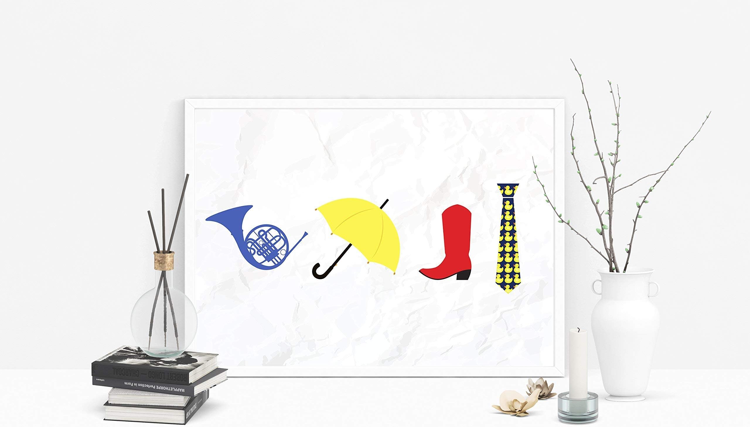 How I Met Your Mother - Blue French Horn, Yellow Umbrella, Red Cowboy Boots, Ducky Tie Print