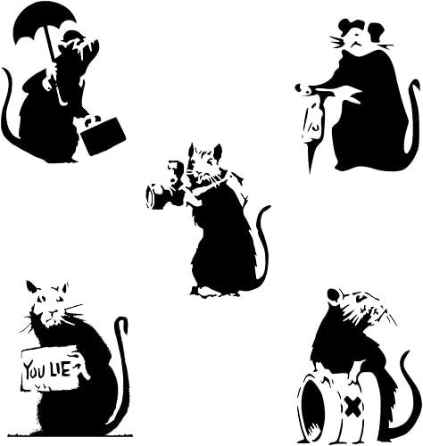 Banksy Collection of RATS x 5 Graffiti Art  Calcomanías de pared grandes de vinilo