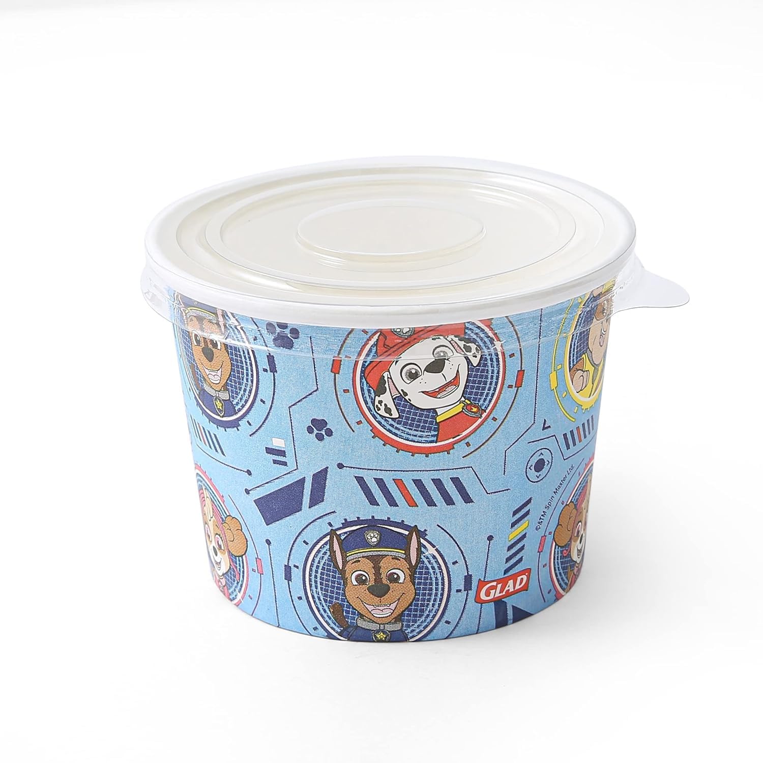 Glad for Kids PAW Patrol Paper Snack Bowls with Lids - Disposable Bowl for Snacks and Everyday Use with Core Pups Blue Pattern, 12 oz, 20 Count - 6 Pack