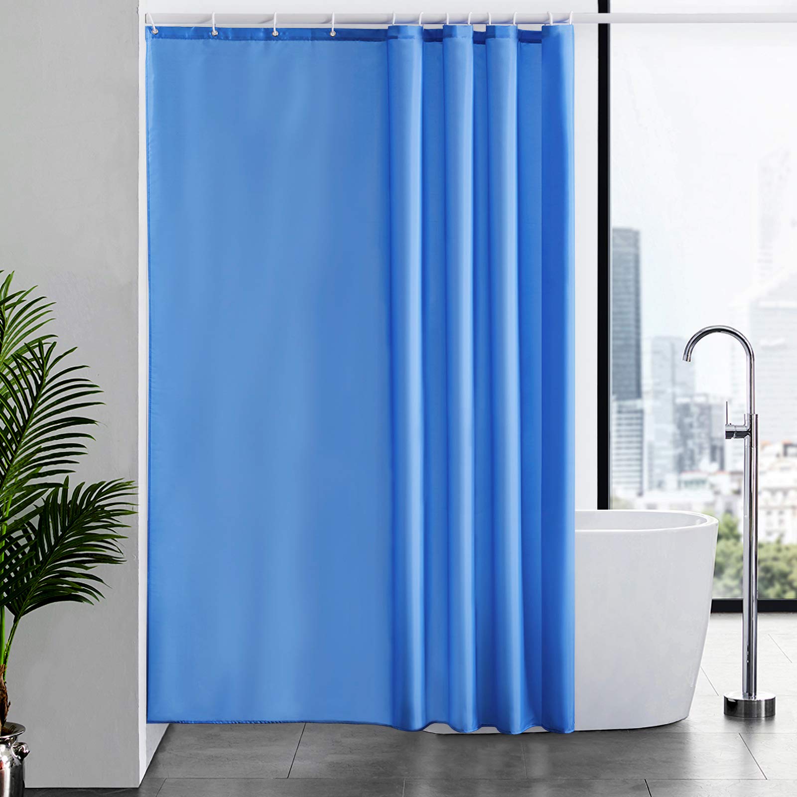 Furlinic Shower Curtain Mould Proof Resistant Wetroom Bathroom Polyester Fabric White 7ft Shower Curtains Liner Waterproof Rustproof Washable Weighted with 12 Hooks Extra Long 180x210cm 72x84. — view 136