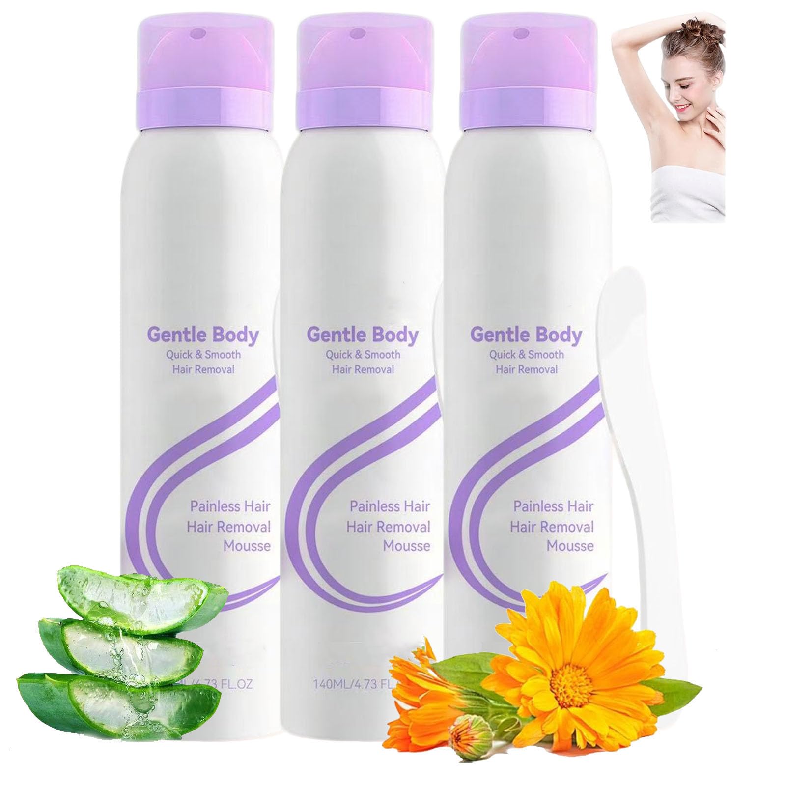 Spray dépilatoire Cloud Sense, épilation douce pour une peau plus lisse, rapide et efficace, pour femmes et hommes, même pour les peaux sensibles (3PCS)