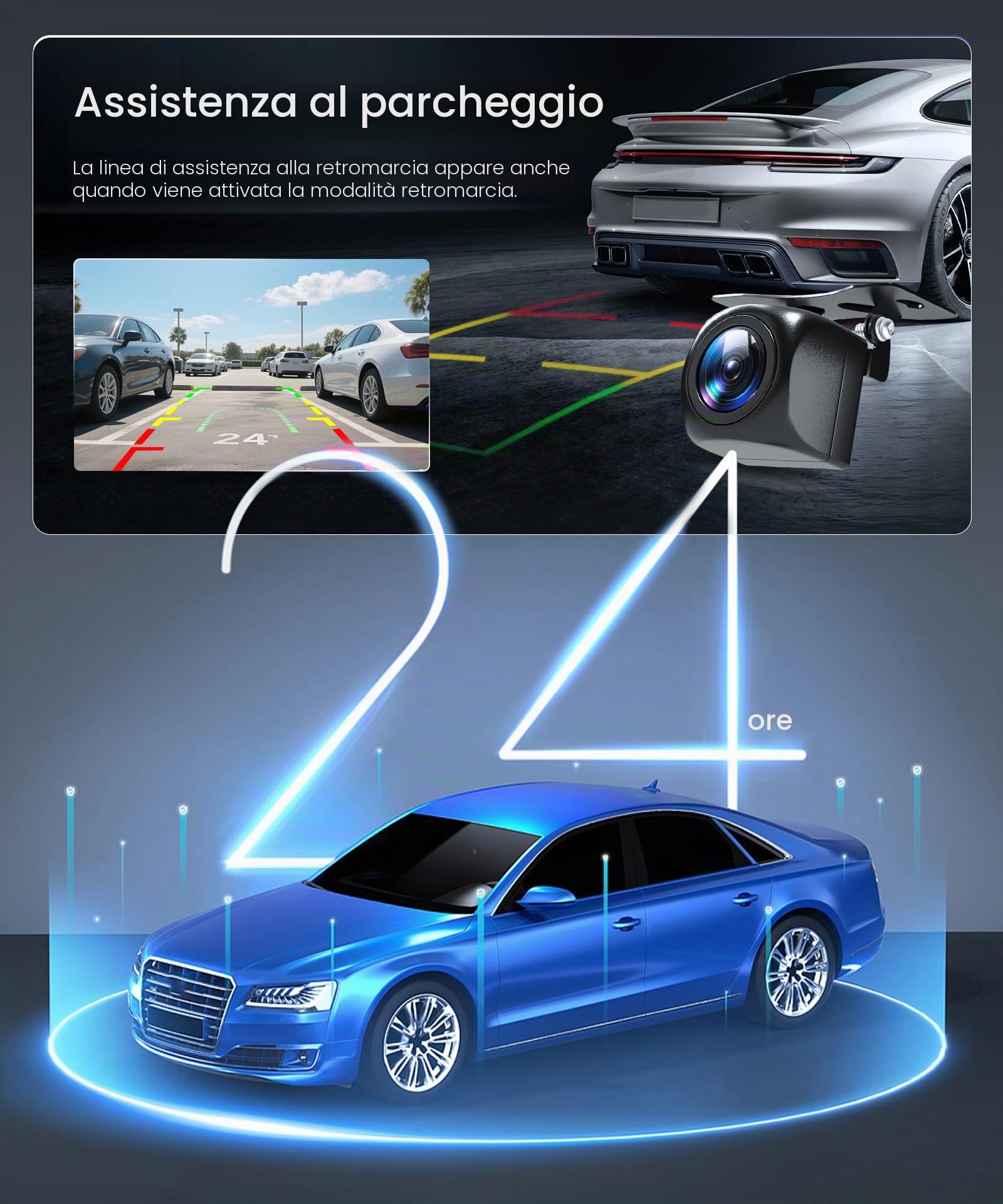 Rimoody 4K 2 Canali WIFI Dashcam Auto, 4K+2K Telecamera Anteriore e Posteriore, 3" Dash Cam con GPS/WIFI & APP Controllo/ADAS & BSD & LCA/Visione Notturna/G-Sensore/Loop Video/24H Parcheggio Monitor
