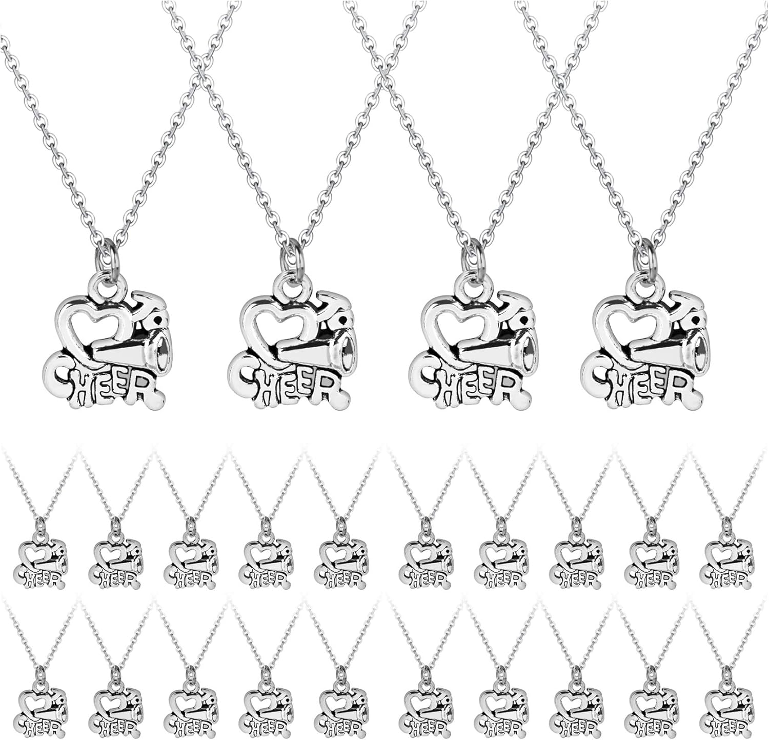 Framendino, 24 Pack Cheerleader Necklace Bulk Charms for Women Sport Jewelry Costume Accessories