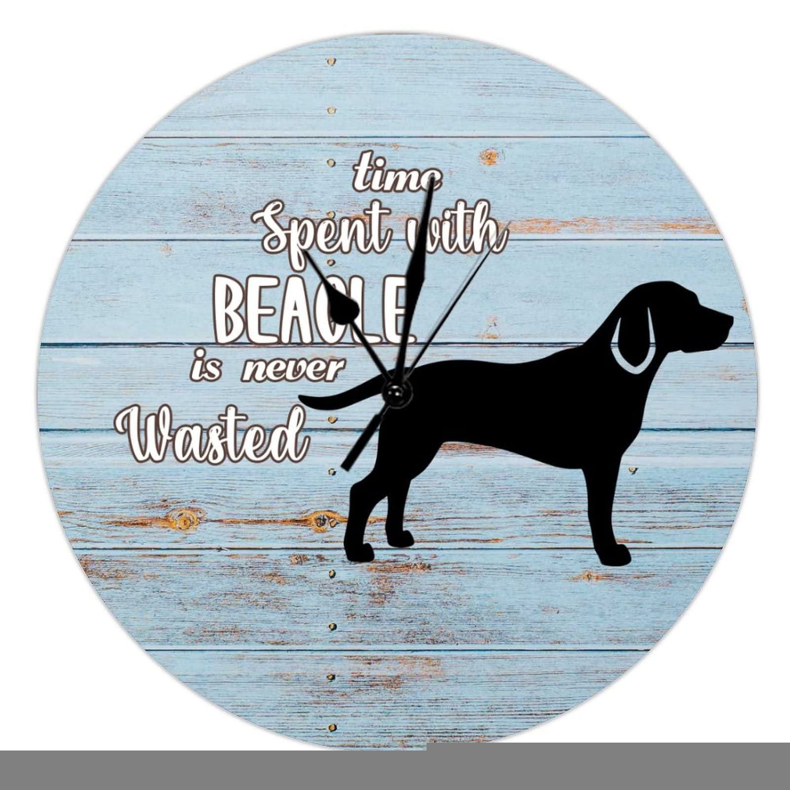 Horloge murale chien rétro de 38cm silencieuse pour chambre et bureau