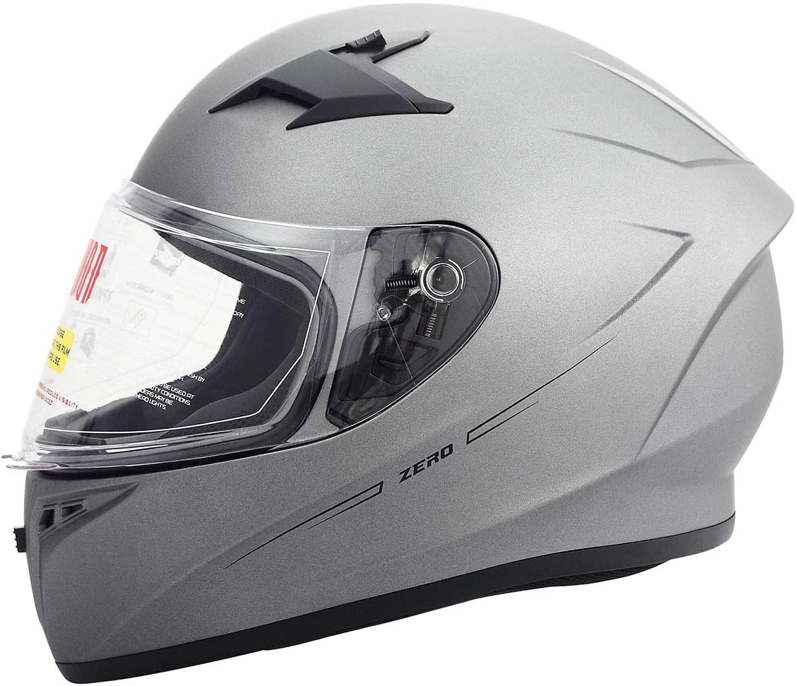 Orion Zero Full-Face Motorcycle Helmets DOT Approved + One Extra Smoked Shield (L, Titanium Grey)