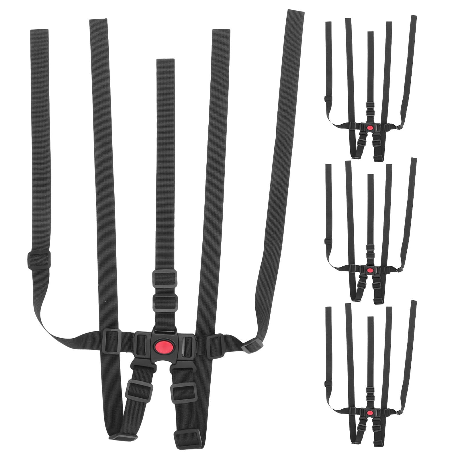 4 Correas de Repuesto para Trona Infantiles Negras Arnés de Seguridad Ajustable de Cinco Puntos para Silla Alta y Cochecito Correas de Arnés Resistentes para Pequeños