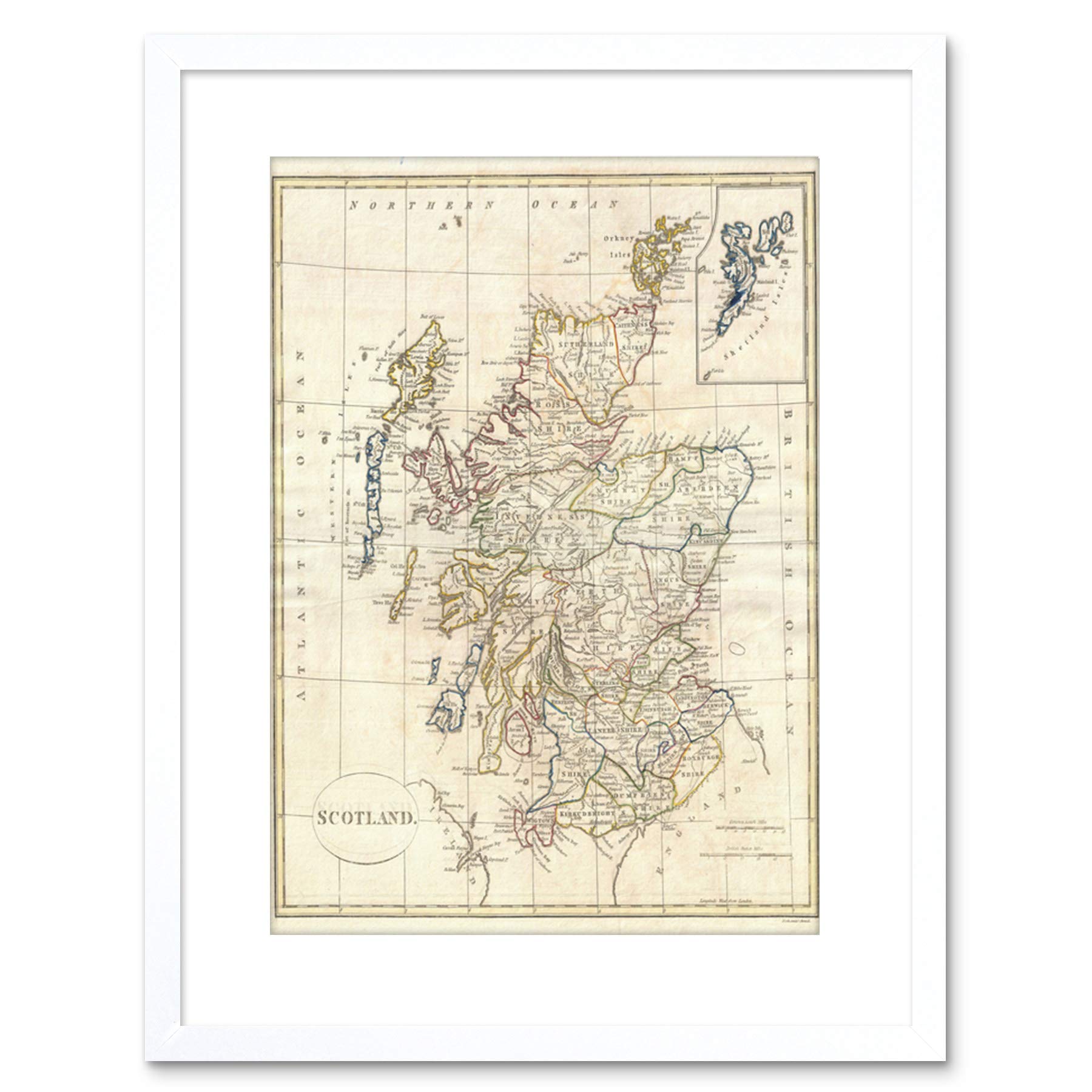 Wee Blue Coo 1799 Clement Cruttwell Map Scotland Framed Wall Art Print