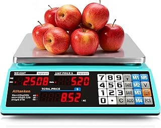 88lb Commercial Food Scale Lb/Kg/Oz Conversion, Price Computing Scale with Dual Display, Rechargeable, Waterproof Reversible Platter, Counting for Farmers Market, Meat Shop, Retail Store, Home Kitchen