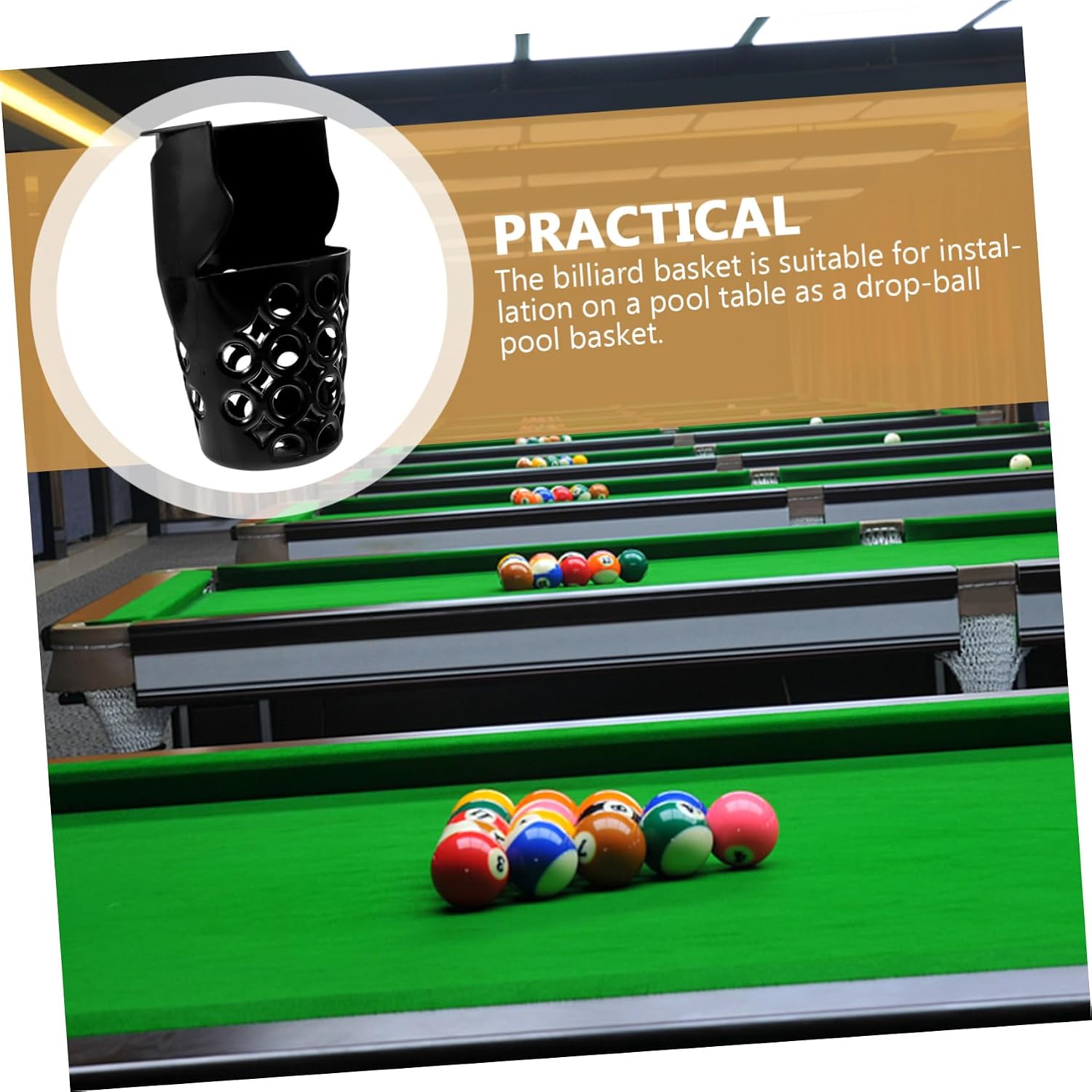 Plastic Billiard Storage Basket Drop Ball Holder for Pool Table Sturdy PP Material Billiard Net Container for Catching Holed Balls