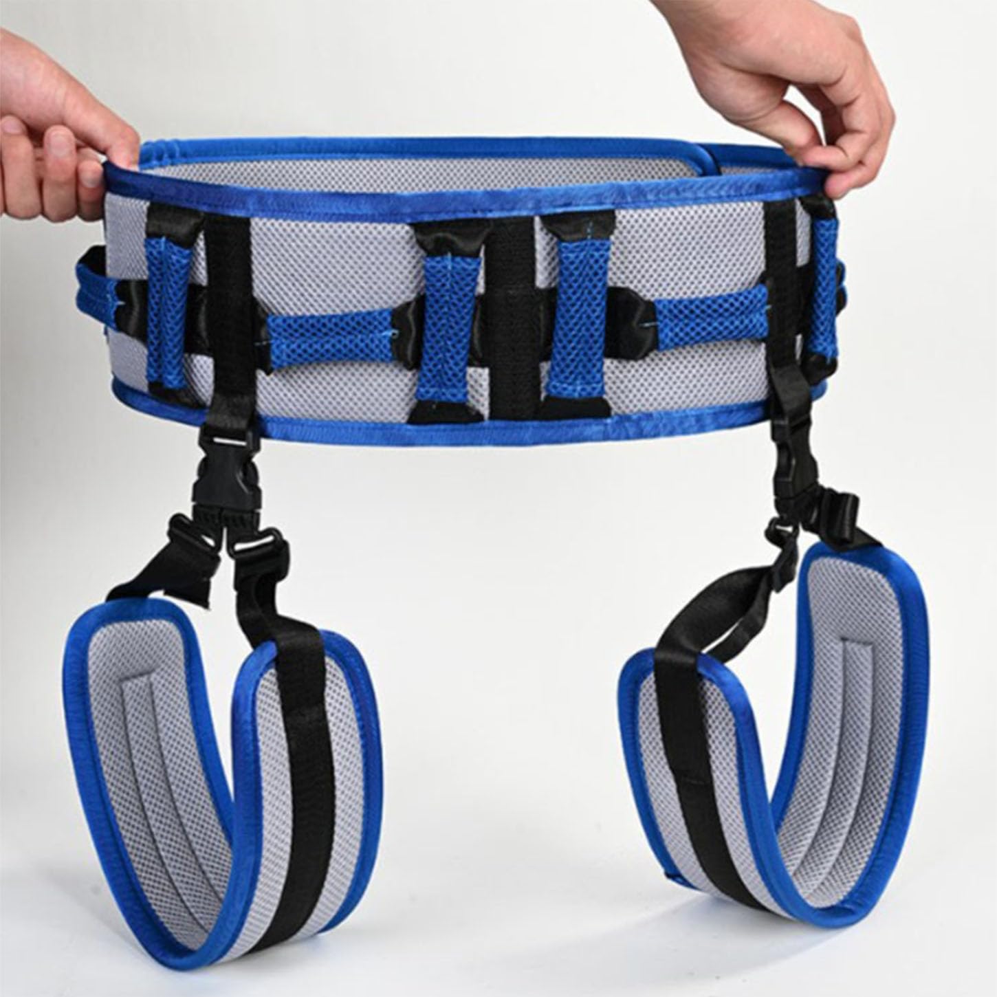 Cinturones De Transferencia Ajustable,Cinturon De Seguridad para Ancianos con Perneras Y Asas,Paciente Honda Levantador,Tela De Malla Transpirable,Retirable,L