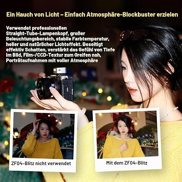ZAEZF04 On-Camera Flash 2 Power Levels Type C Charging Universal Hot Shoe Mount 372 Full Power Flash for Cameras