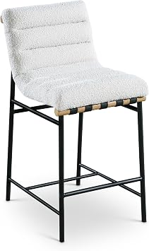Meridian Furniture 857Cream-C Burke Collection Modern | Contemporary Boucle Fabric Upholstered Counter Stool, Cream, 18" W x 24" D x 37.5" H