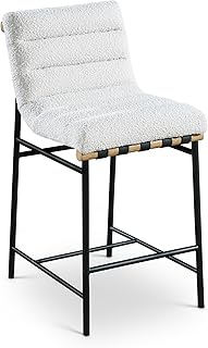 Meridian Furniture 857Cream-C Burke Collection Modern | Contemporary Boucle Fabric Upholstered Counter Stool, Cream, 18" W... Price In India