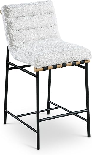 Meridian Furniture 857Cream-C Burke Collection Modern | Contemporary Boucle Fabric Upholstered Counter Stool, Cream, 18" W...