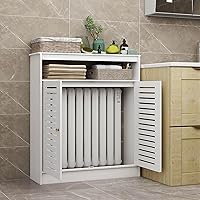 ZyClixtraz White Modern Radiator Cover Cabinet with 2 Doors - 23.6x35.4x7.8in Storage Organizer for Living Room & Bathroom