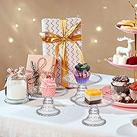 Vista 5 de Hacaroa Juego de 24 piezas de soporte para mini pasteles, soporte de plástico para una sola magdalena, bandeja de exhibición transparente de postres