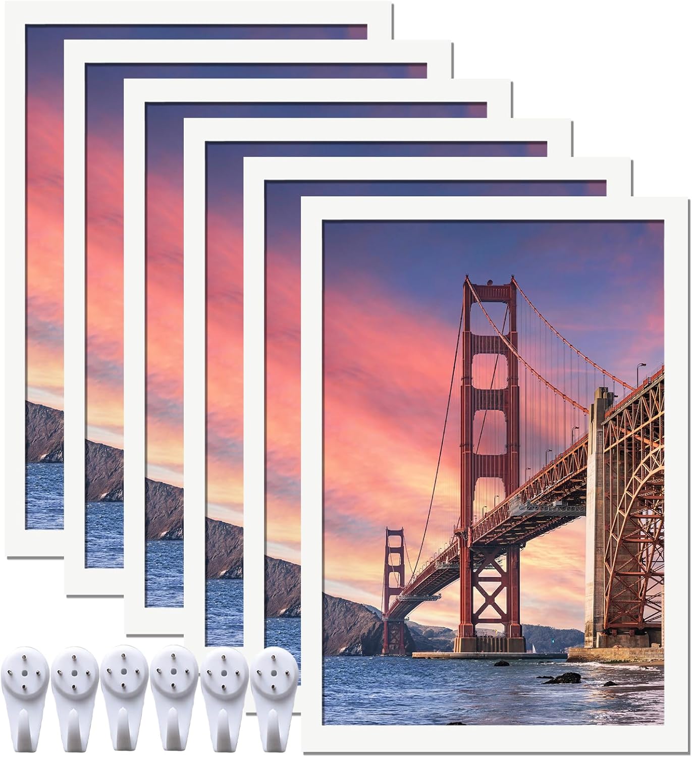 6 Sets 16x24 Picture Frame, Frames for 16 x 24 Canvas Collage Photo Poster Certificate Wall Gallery, High Transparent Horizontal Vertical Black 16 by 24 Inches