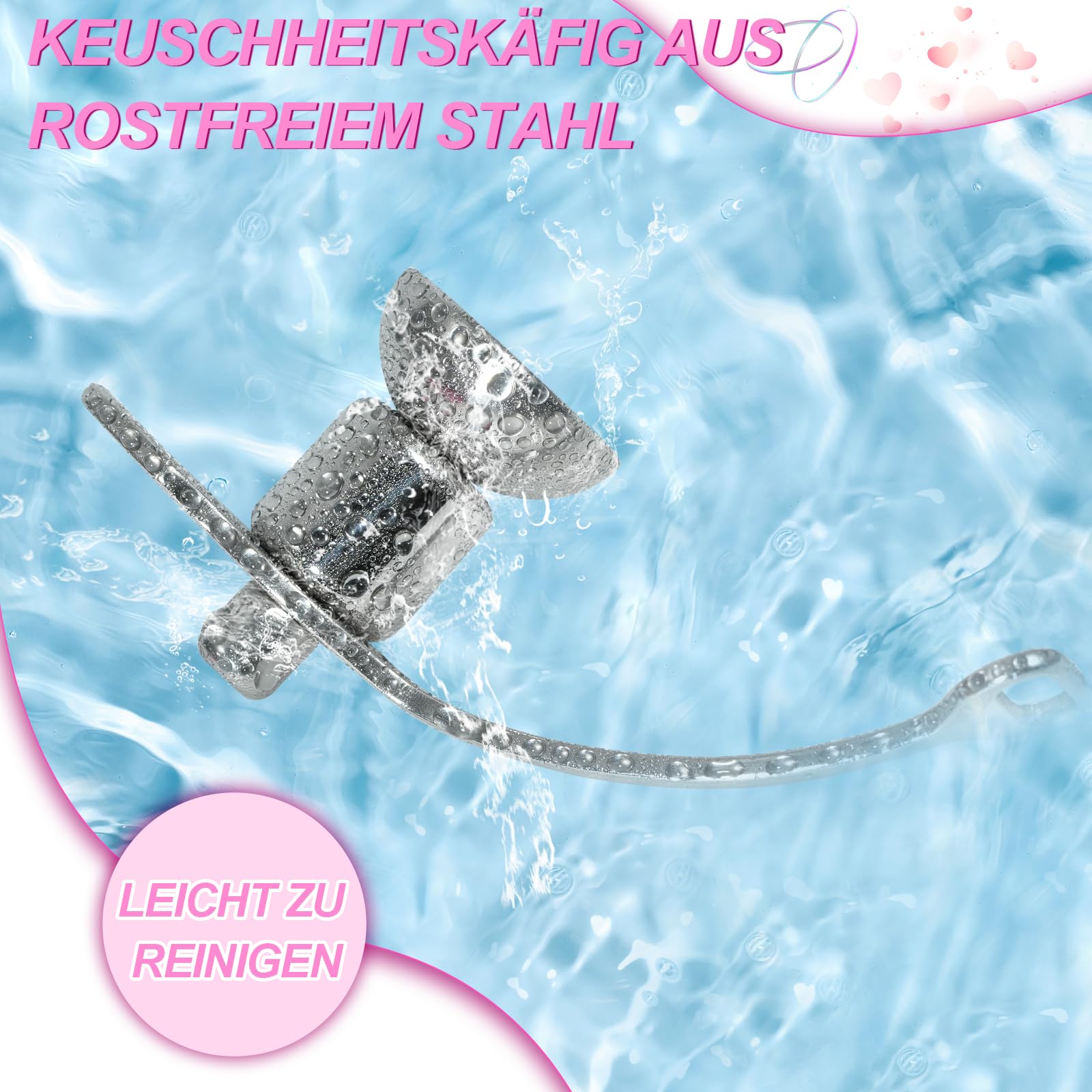 Cage de chasteté hommes avec anti-chute Chastity Belt Sissy Fake femme cage à pénis pliage inversé Cock Cage Clip Homme Grand jouet sexuel SM pour les hommes (3234+Belt,Pink)